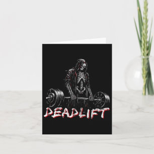 Skeleton Halloween Gym Jokes Weightlifting Workout Card