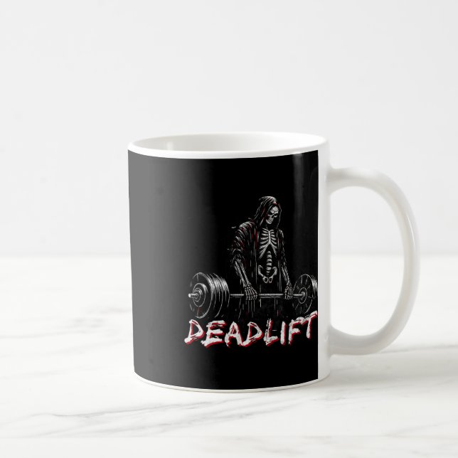 Skeleton Halloween Gym Jokes Weightlifting Workout Coffee Mug (Right)