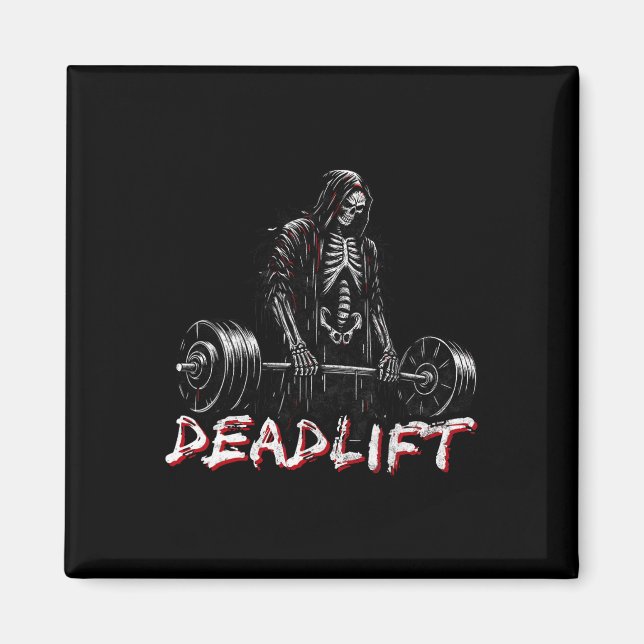 Skeleton Halloween Gym Jokes Weightlifting Workout Magnet (Front)