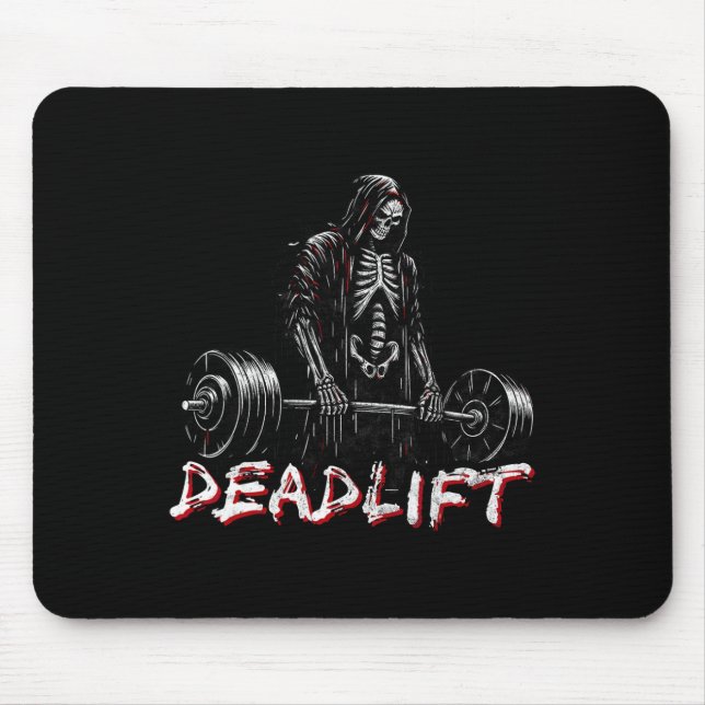 Skeleton Halloween Gym Jokes Weightlifting Workout Mouse Pad (Front)