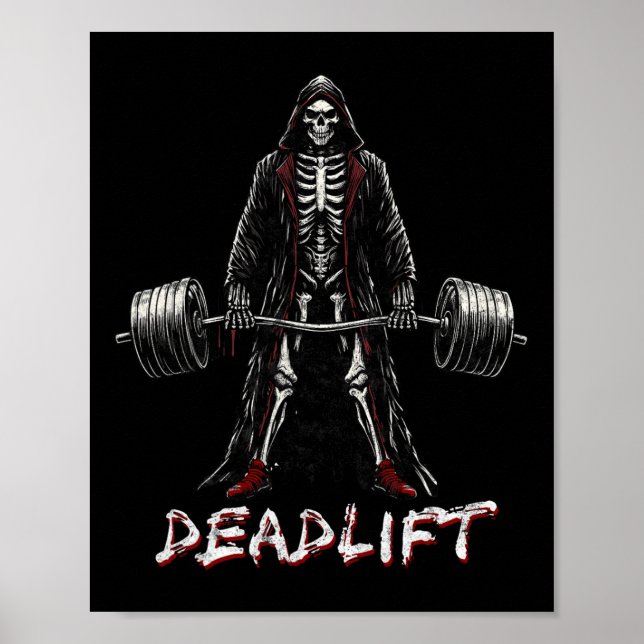 Skeleton Halloween Gym Jokes Weightlifting Workout Poster (Front)