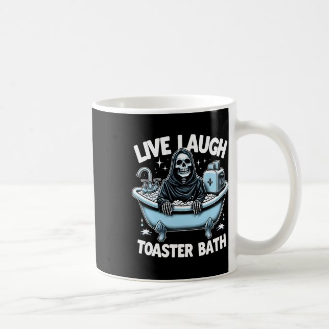 Skeleton Halloween Live Laugh Toaster Bath Design  Coffee Mug (Right)