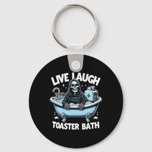 Skeleton Halloween Live Laugh Toaster Bath Design Keychain
