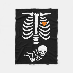 Skeleton Halloween Maternity Funny Pregnancy 2025 Fleece Blanket