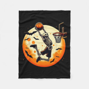 Skeleton Halloween Men Boys Basketball Halloween Fleece Blanket