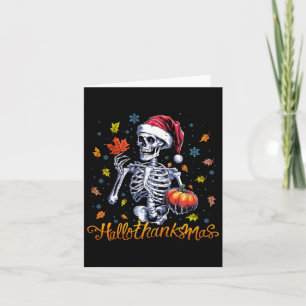 Skeleton Halloween Mery Christmas Happy Hallothank Card