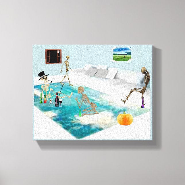 Skeleton Halloween Party Canvas Print (Front)