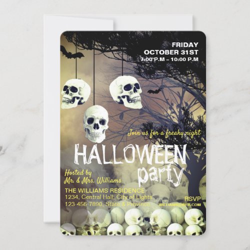 Skeleton Halloween Party Freaky Night Invitation