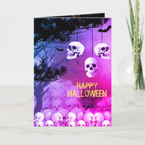 Skeleton Halloween Party Freaky Night Skull Holiday Card