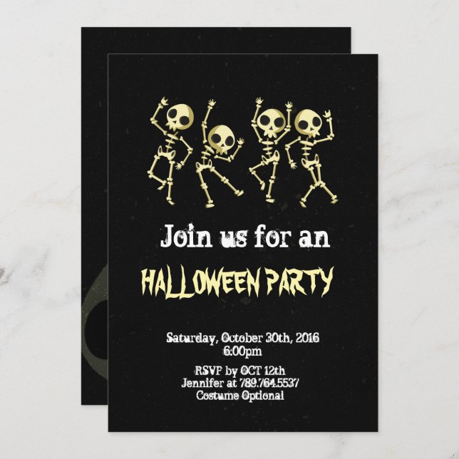 Skeleton Halloween party Invitation (Front/Back)