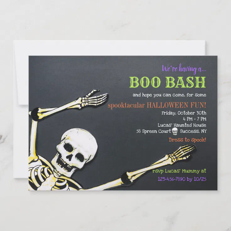 Skeleton Halloween Party Invitation Zazzle