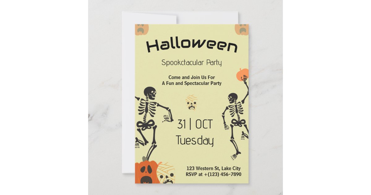 Skeleton Halloween Party Invitation | Zazzle