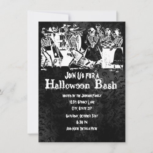 Skeleton Halloween Party Invitations