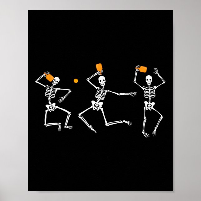 Skeleton Halloween Pickleball  Poster (Front)