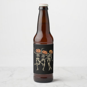 Skeleton Halloween Pumpkin Fall Spooky Season Beer Bottle Label
