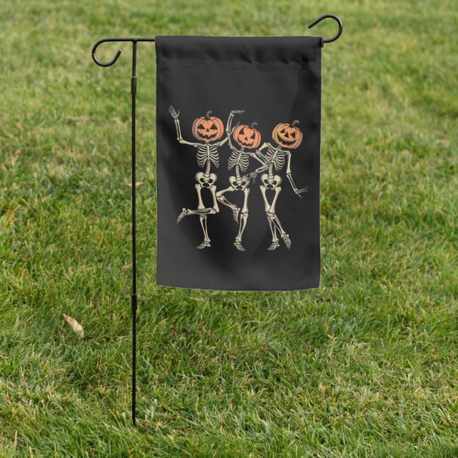 Skeleton Halloween Pumpkin Fall Spooky Season  Garden Flag (In SItu)