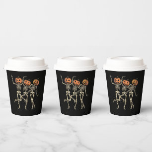Skeleton Halloween Pumpkin Fall Spooky Season Paper Cups