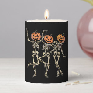 Skeleton Halloween Pumpkin Fall Spooky Season Pillar Candle