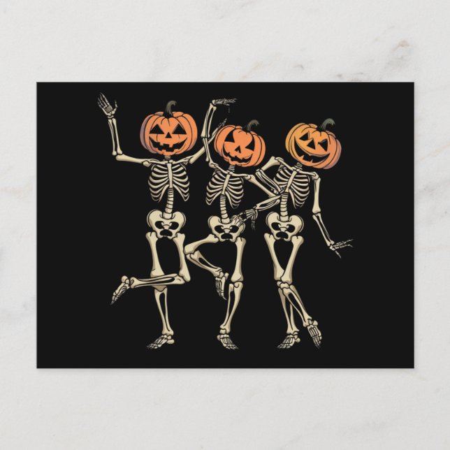 Skeleton Halloween Pumpkin Fall Spooky Season  Postcard (Front)