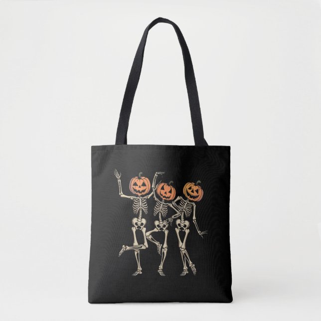 Skeleton Halloween Pumpkin Fall Spooky Season  Tote Bag (Front)
