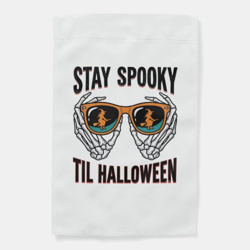 Skeleton Halloween Shirt with Witch Shades Vintage Garden Flag