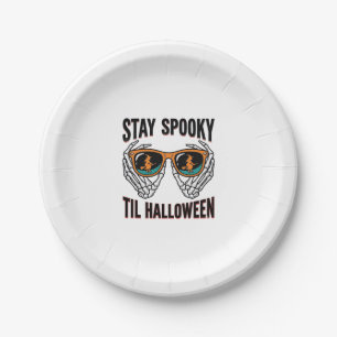 Skeleton Halloween Shirt with Witch Shades Vintage Paper Plates