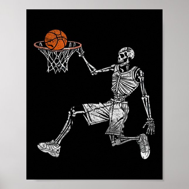 Skeleton Halloween Sketll Player Sketller Dunking  Poster (Front)