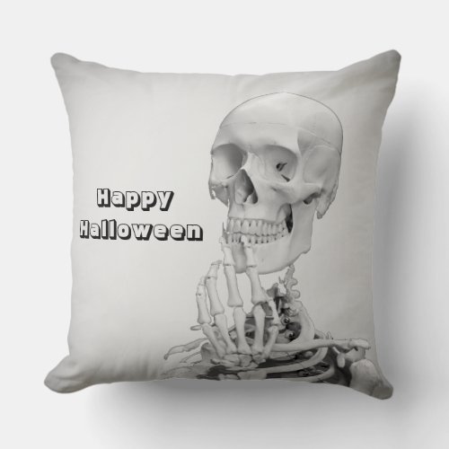 Skeleton Halloween Throw Pillow