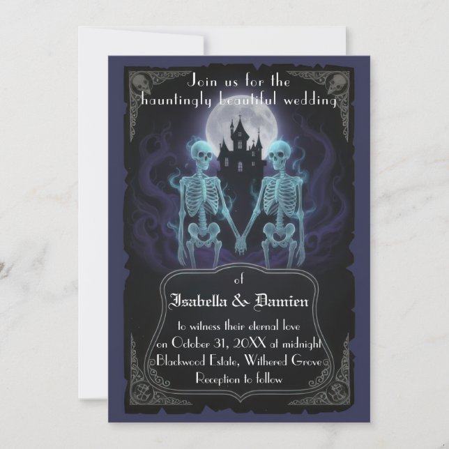 Skeleton Halloween Wedding Invitation (Front)