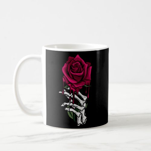 Skeleton Hand Bleeding Red Rose Flower Coffee Mug
