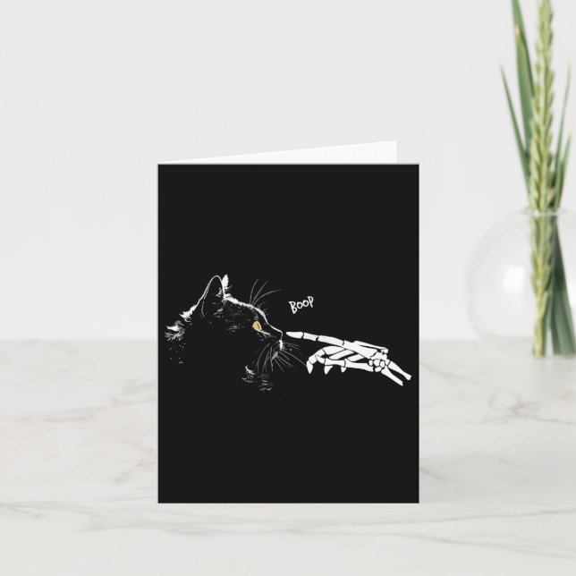 Skeleton Hand Boop Halloween Cute Black Cats Pet K Card (Front)
