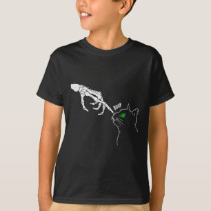Skeleton Hand Boop On A Cats Nose Funny Halloween  T-Shirt