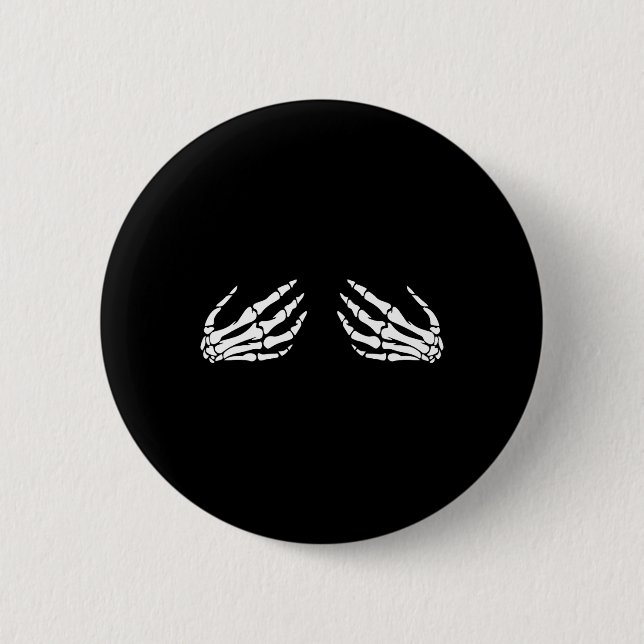 Skeleton Hand Breast Funny Halloween Costume Spook Button (Front)