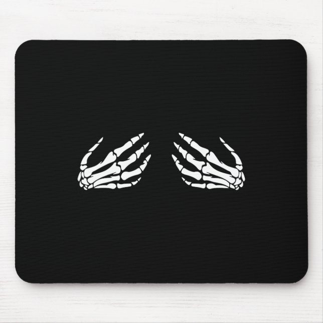 Skeleton Hand Breast Funny Halloween Costume Spook Mouse Pad (Front)