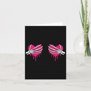 Skeleton Hand Breast Love Heart Halloween Women Co Card