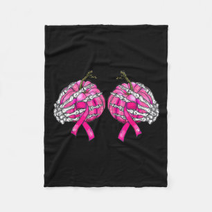 Skeleton Hand Breast Pumpkin Breast Cancer Hallowe Fleece Blanket