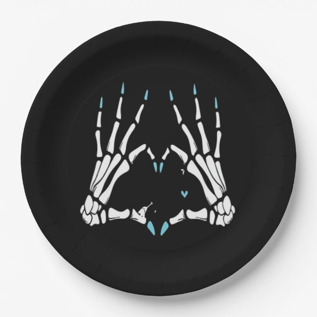 Skeleton Hand Classic Halloween Paper Plates (Front)