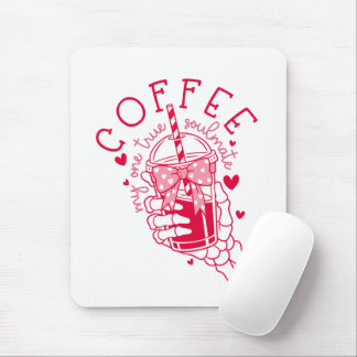 Skeleton Hand Coffee Red Hearts Gothic Mouse Pad