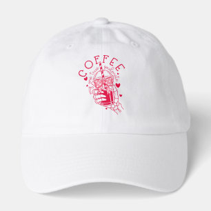 Skeleton Hand Coffee Soulmate Red Pink Heart Hat