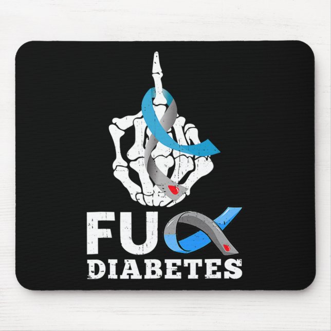 Skeleton Hand Fck Diabetes Blue Ribbon Awareness M Mouse Pad (Front)