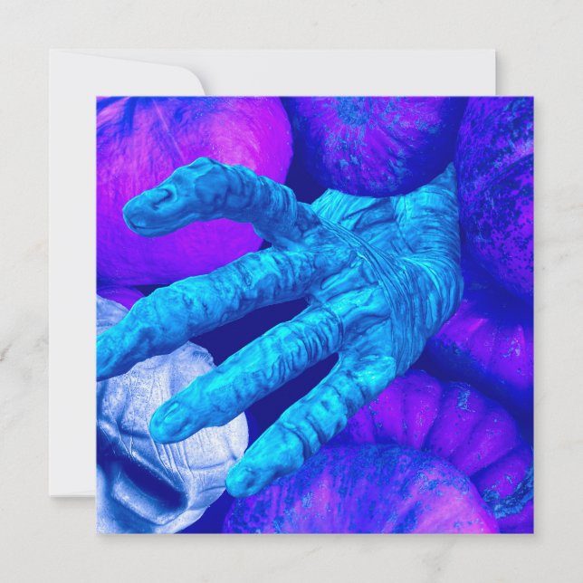 Skeleton hand fingers reach for Halloween skull Invitation (Front)