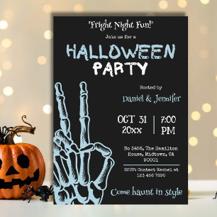 Skeleton Hand Fright Night Halloween Party Spooky Invitation