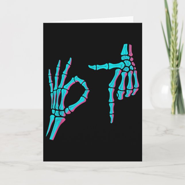 Skeleton Hand Funny Six Seven 6 7 Meme 67 Hallowee Card (Front)