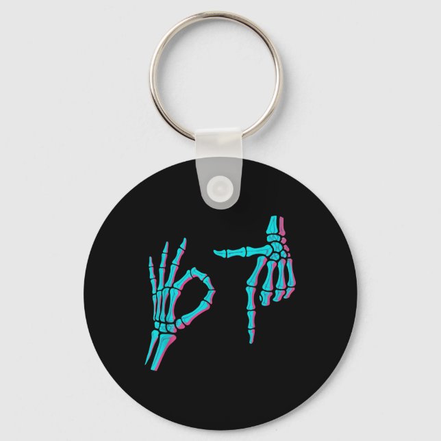 Skeleton Hand Funny Six Seven 6 7 Meme 67 Hallowee Keychain (Front)