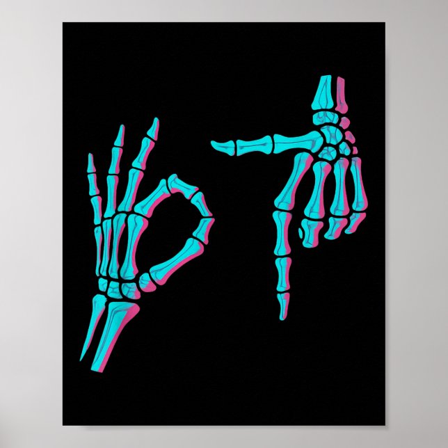 Skeleton Hand Funny Six Seven 6 7 Meme 67 Hallowee Poster (Front)