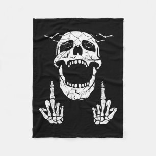 Skeleton Hand Halloween Bones Middle Finger Skull Fleece Blanket