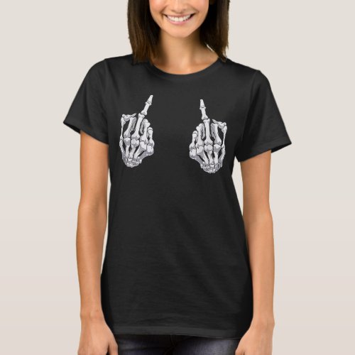 Skeleton Hand Halloween Bones Middle Finger Skull  T_Shirt