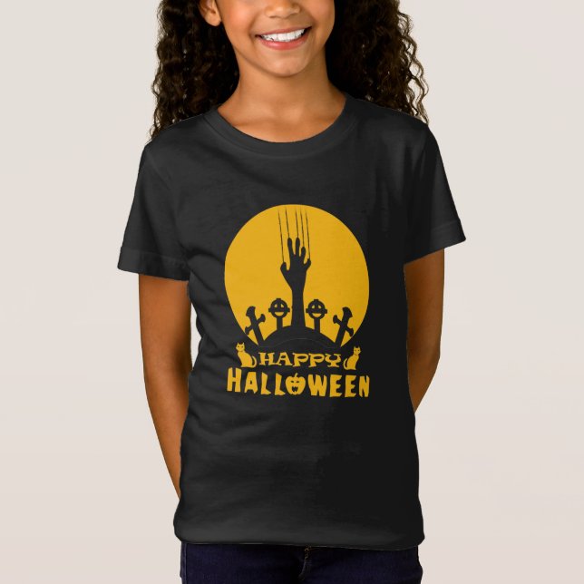 Skeleton Hand  Halloween Graveyard  T-Shirt (Front)