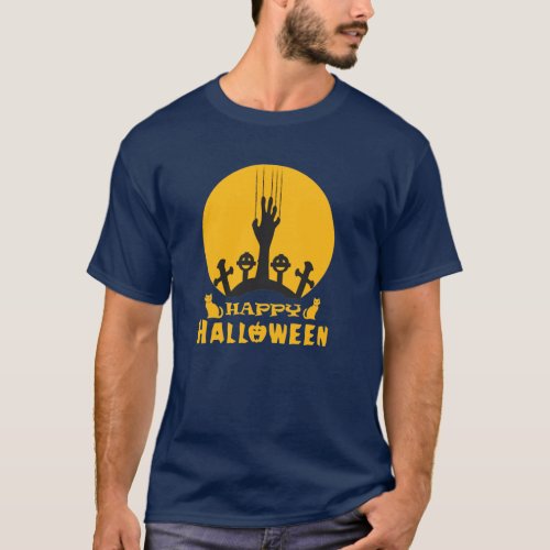 Skeleton Hand  Halloween Graveyard  T_Shirt