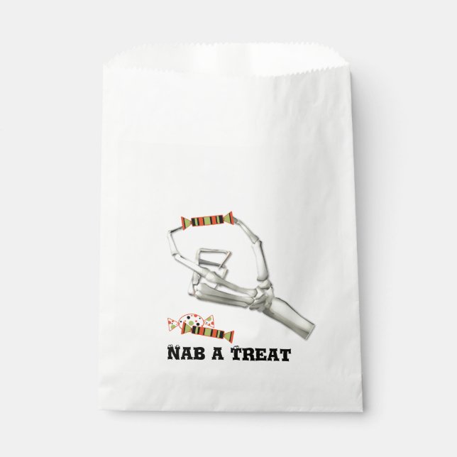 Skeleton Hand Halloween Party Treat Bag (Front)